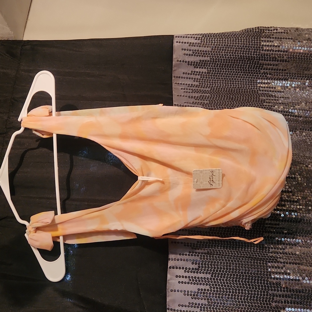 Free People Orange and Cream Tank Top